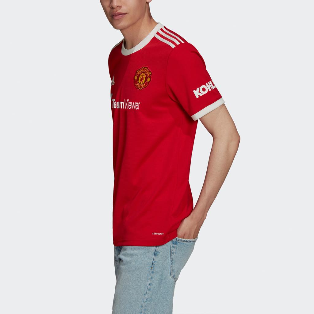 Herr adidas 21-22 Säsong Manchester United Hemma Fläktutgåva Sport Kortärmad Röd Tröja H31447