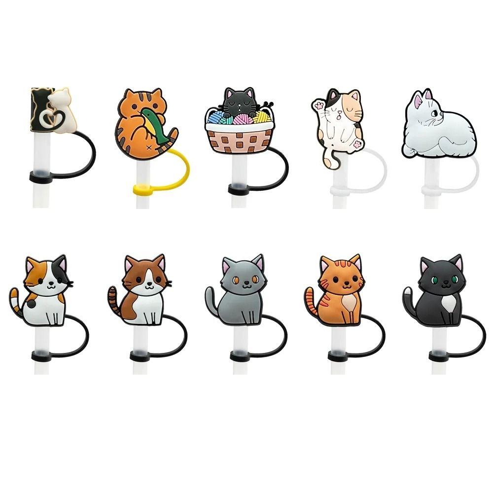 Silicone Straw Topper 8/10mm Straw Tips Cat Series Straw Cover Cap  Splash Proof