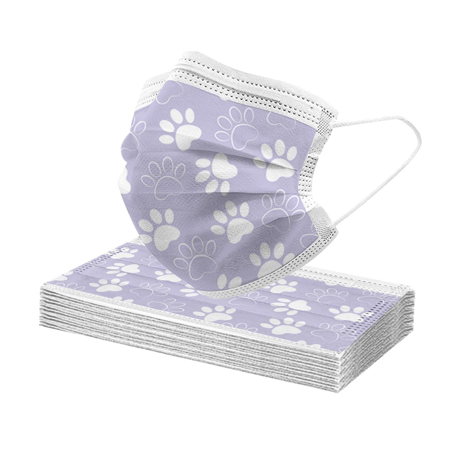 

Дихаюча 3-шарова одноразова маска для дорослих із милими повсякденними принтами котів, 10 шт. фіолетовий