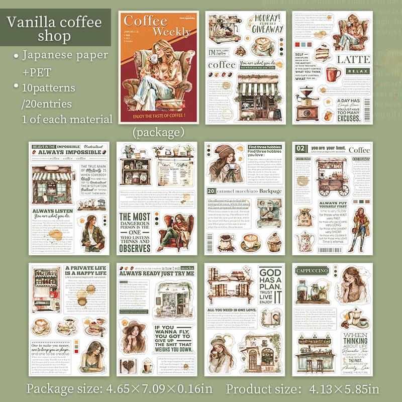 Yoofun 20pcs/lot Coffee Weekly Collage Sticker Vintage Character Landscaping Material Book Creative DIY Journal Stationery