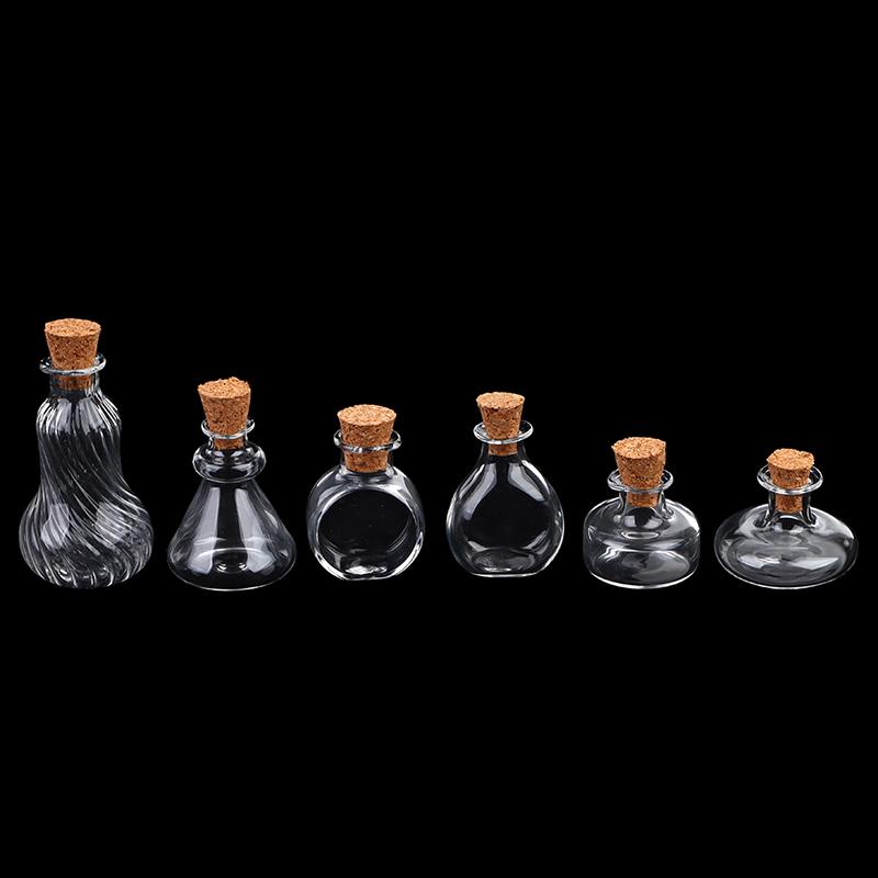 1:12 Dollhouse Mini Wish Bottle Glass Storage Bottle W/Cork Candy Jar Home Decor