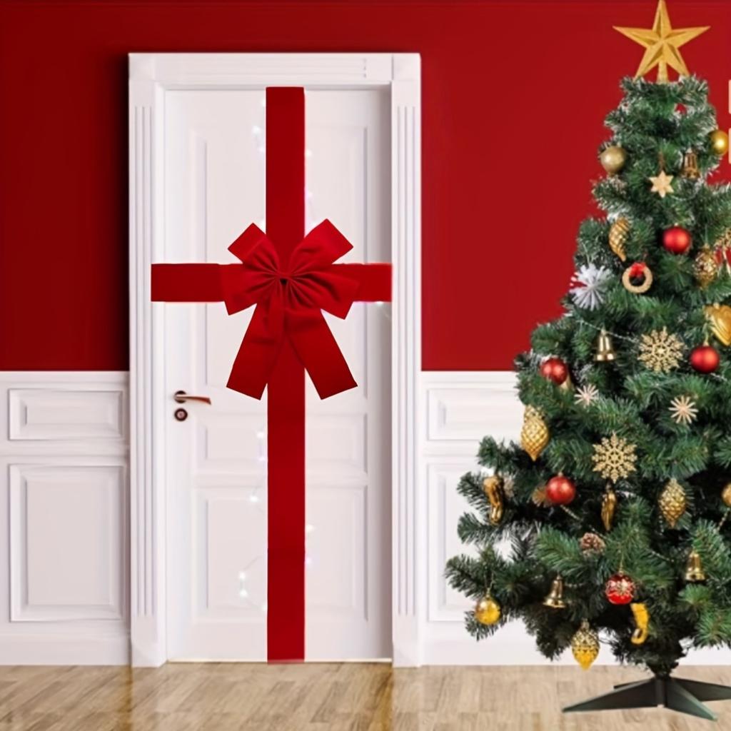 1/2pcs Christmas Door Hanging Bow Decoration Large Red Ribbon Festive Front Door Atmosphere Access for New Year Birthday Decor
