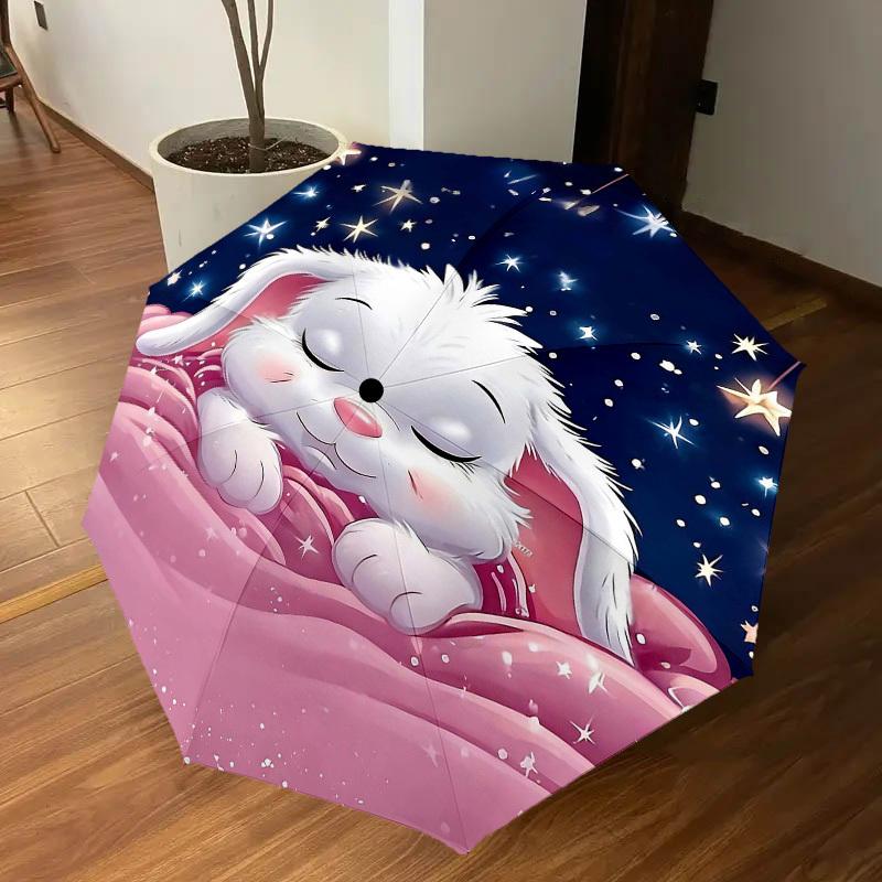 1PC Sleeping Bunny Umbrella-8-Rib Reinforced Portable Folding Travel Suitable for All Seasons Outdoor Daily Use  -J0321