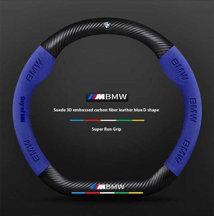 For BMW M X1 X3 X5 X6 G20 G30 E36 E39 E46 E87 E92 F10 F15 F20 F25 F30 Carbon Suede Leather Car Steering Wheel Cover Accessories
