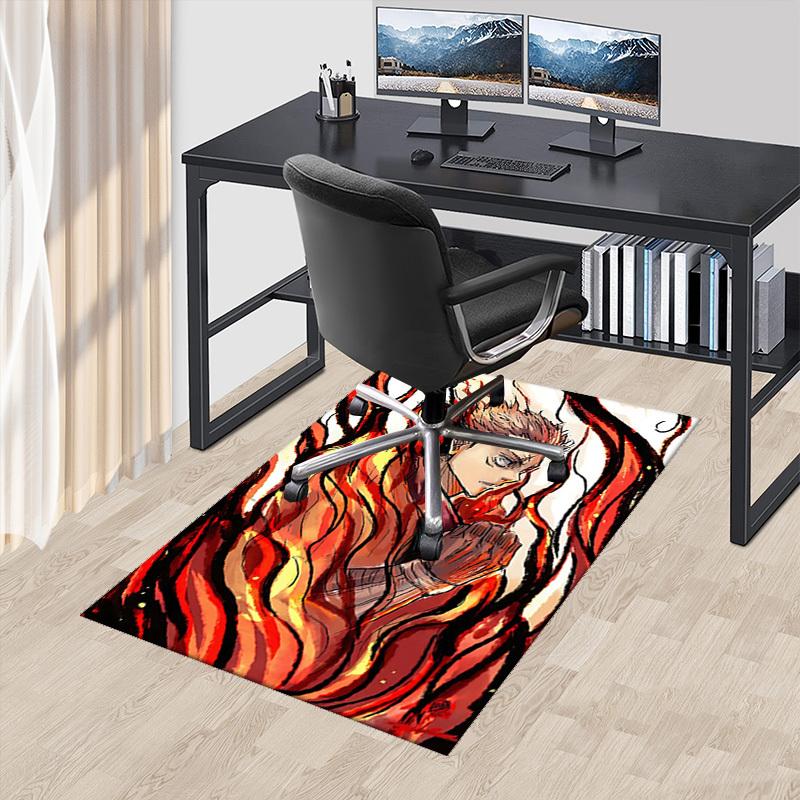 

1pc Anime Cartoon Design Flame Pattern Chair Mat - Office Desk Rug for Home Decor, Suitable for All Seasons, Perfect Gift Idea.U021 60cm by 90cm