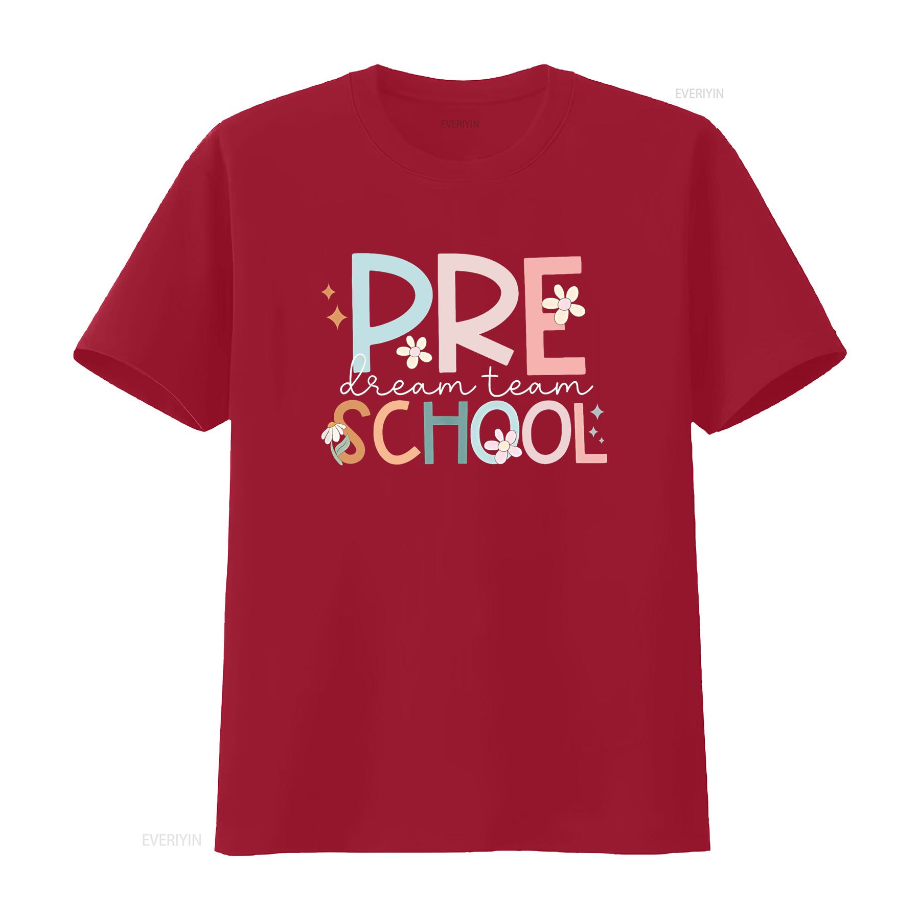 Preschool Dream Team Retro Back To School Teacher Student T Shirt vintage Washed Breathable Comfortable designer clothes S