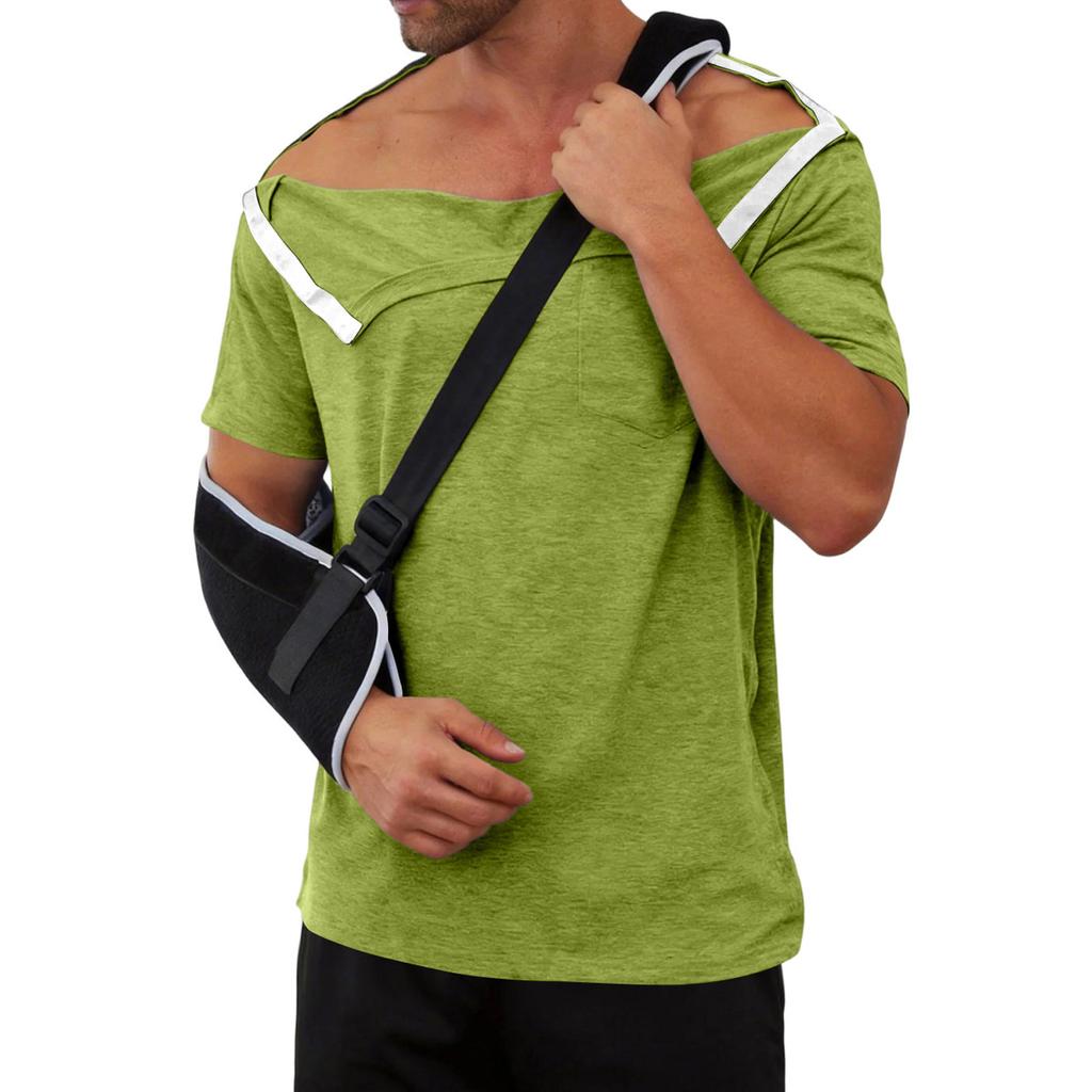 Men's Color - Recovery Gown, -away Short Sleeves, Full-open Front, Side Button Design.