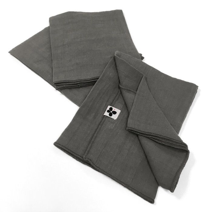 Set of 3 "Gaïa" Napkins 40 X 40 Cm "Cotton Gauze" - Gaïa Granit