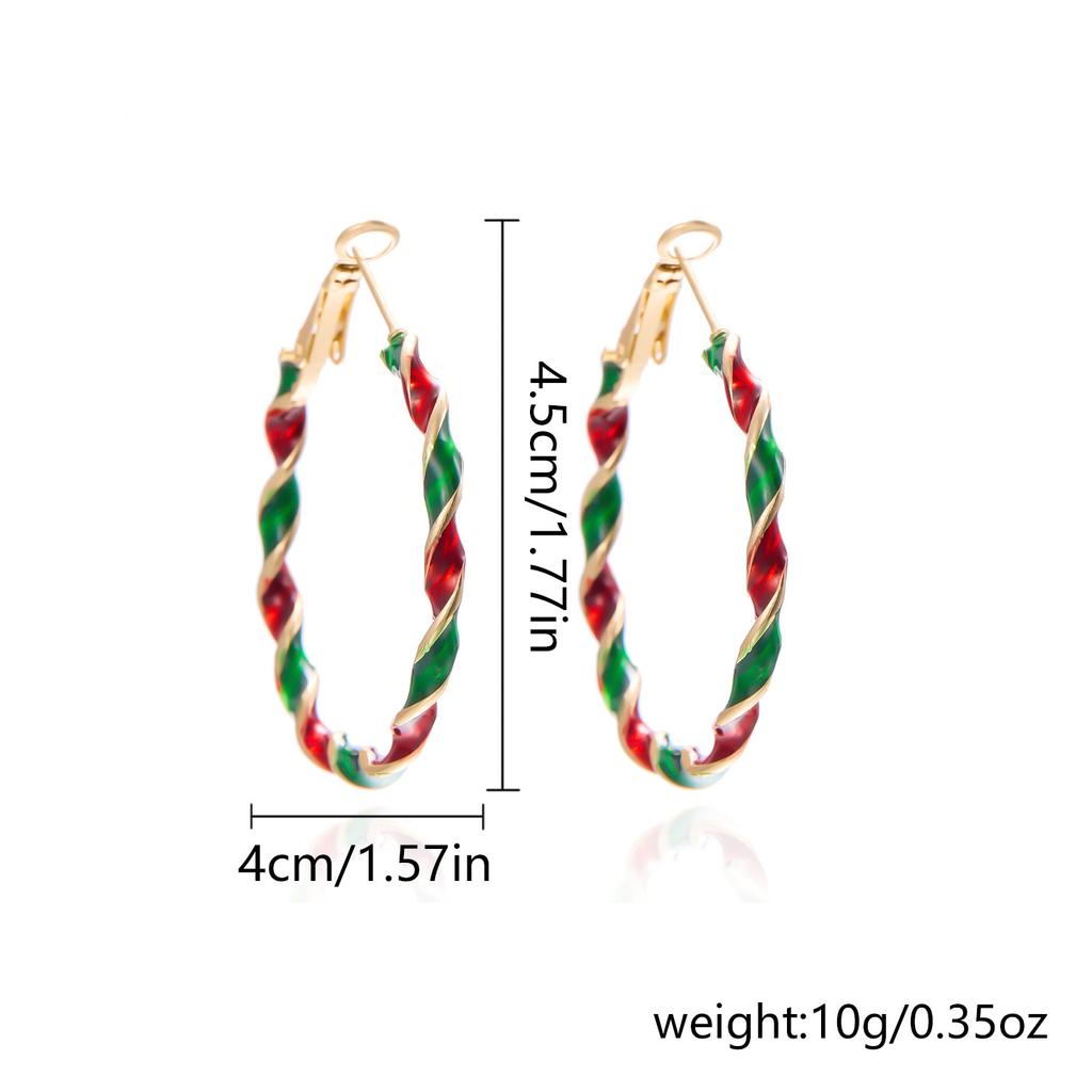 1 Pair of Fashion Christmas Earrings Christmas Tree Women's Christmas Earrings Versatile Personality Christmas Color Spiral Earrings Holiday Earrings