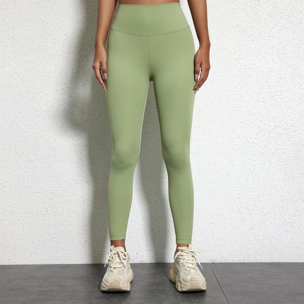 European & American Soft Elastic Yoga Leggings - Solid Color Nude Feel, Plus Size, Peach Butt Line