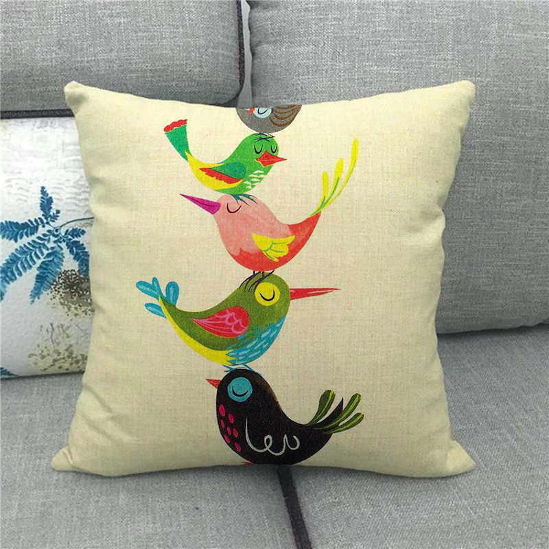 Cute Cartoon Bird Animals Digital Printing Short Plush Pillow Covers For Car Sofa Office Cushion Cover Home Goods 60X60Cm