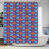 Modern Bath Shower Curtain Fabric Waterproof Home Decor Blue Orange Geometric Pattern