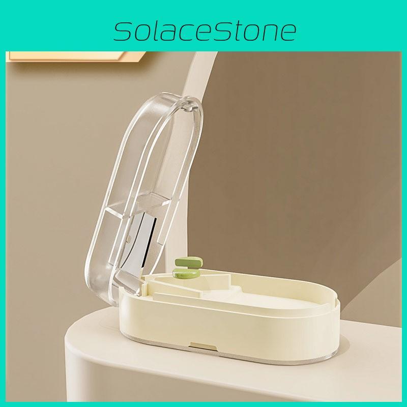 Plastic Pill Cutter And Divider Box With Cover For Home And Travel Use
