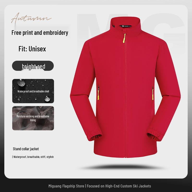 Men's Waterproof Windproof Mountaineering Jacket with Custom Logo Print - Durable Workwear for Companies and Groups