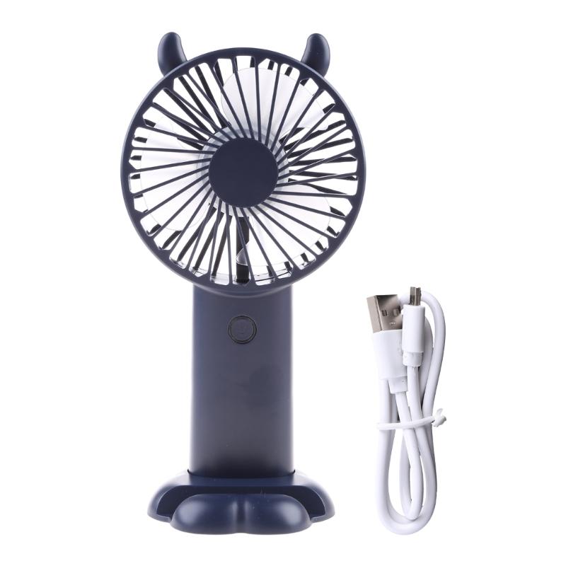 Tragbarer Handventilator mit 5 Geschwindigkeiten, LCD-Anzeige, Basis, Telefonhalter