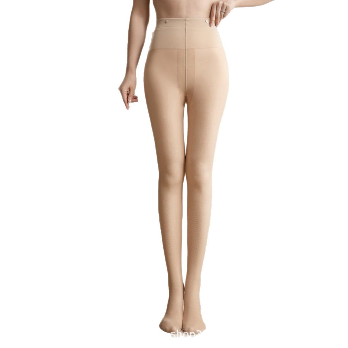 

Button-Style Detachable Fleece-Lined Leggings - 2025 Upgrade, Flesh-Colored, Double-Layer, for Autumn/Winter Replaceable Outer Layer with Hooked Stockings