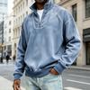 Men's Vintage Ribbed Half Zip Sweatshirt Mock Neck Pullover Top in Coffee Brown