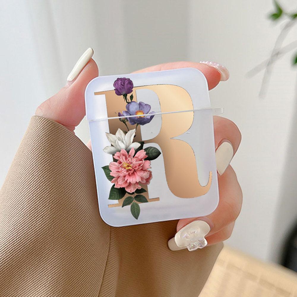 Cute Gold 26 Letters A Z Earphone Case for Airpods 4th 3rd Pro 3 2 Shockproof Cover for Airpod 2 3 1 Protective Accessorie Shell