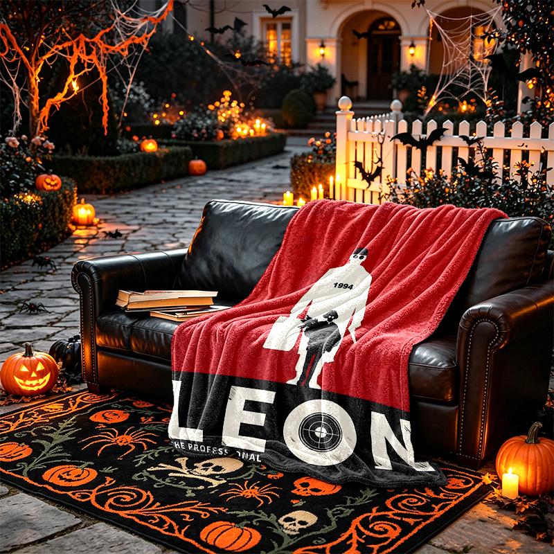 [1pc Leon Man Portrait Blanket] All-Season Blanket - Cozy Blanket for Sofa Couch Home Decoration, Digital Printed Nap Blanket