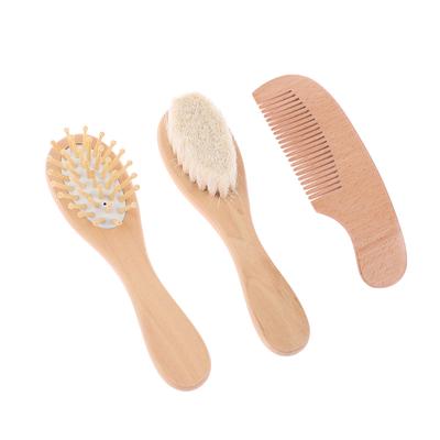 Conjunto de pentes e escovas de cabelo macias para recém-nascidos, cabo de madeira, massageador de conforto para a cabeça