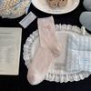 Cute Non-rigid Accessory Socks - Pink Cherry Bow Tie Socks for Children, Simple and Minimalist with Hollow Design.