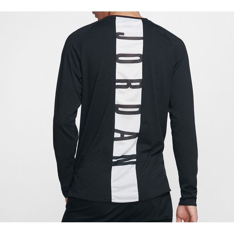 Jordan 25 Alpha Dri-Fit Print Rücken Langarm T-Shirt Herren Tops Schwarz 926437-010