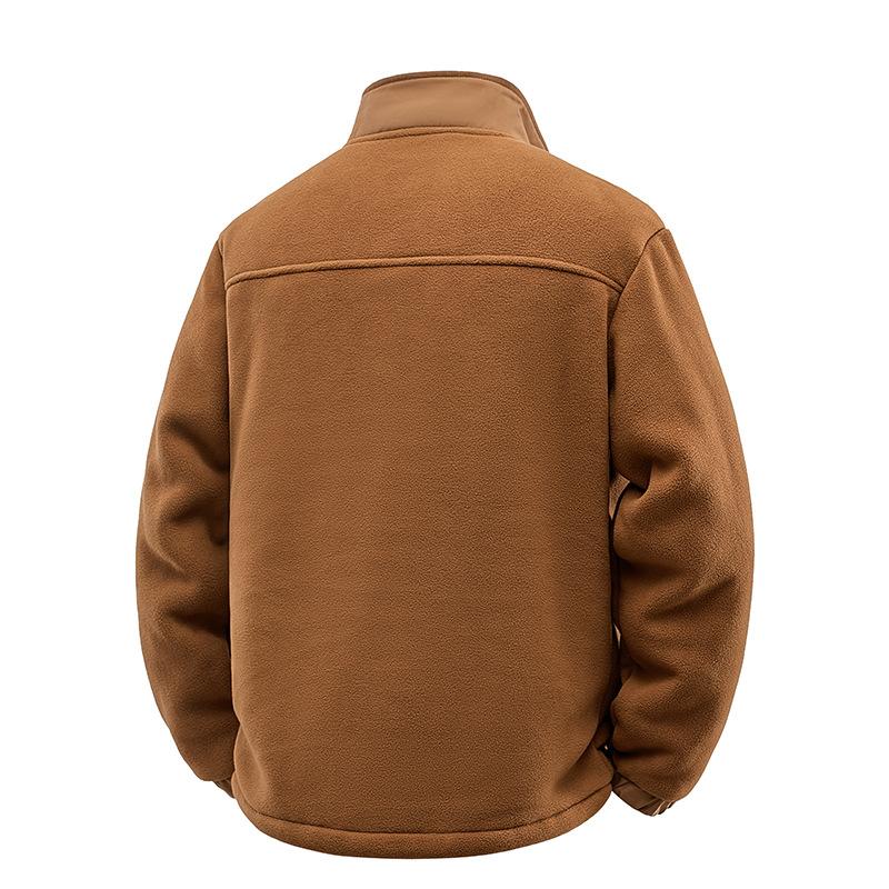 Winter Hunting Fleece Jacket Men Warm Polar Outdoor Hoodie Jacket Multi-Pocket Casual Full Zip Sport Hiking Coat