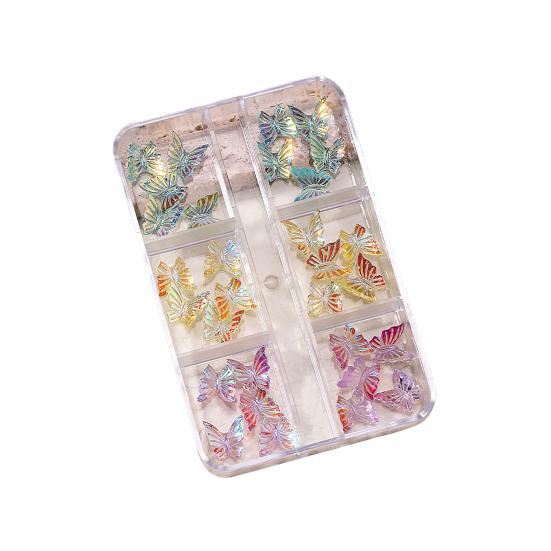 1 krabička Manikúra Ornament Šumivé Víceúčelové Velké množství Stylové 6 mřížek Butterfly Flitry Kamínky Příslušenství na nehty