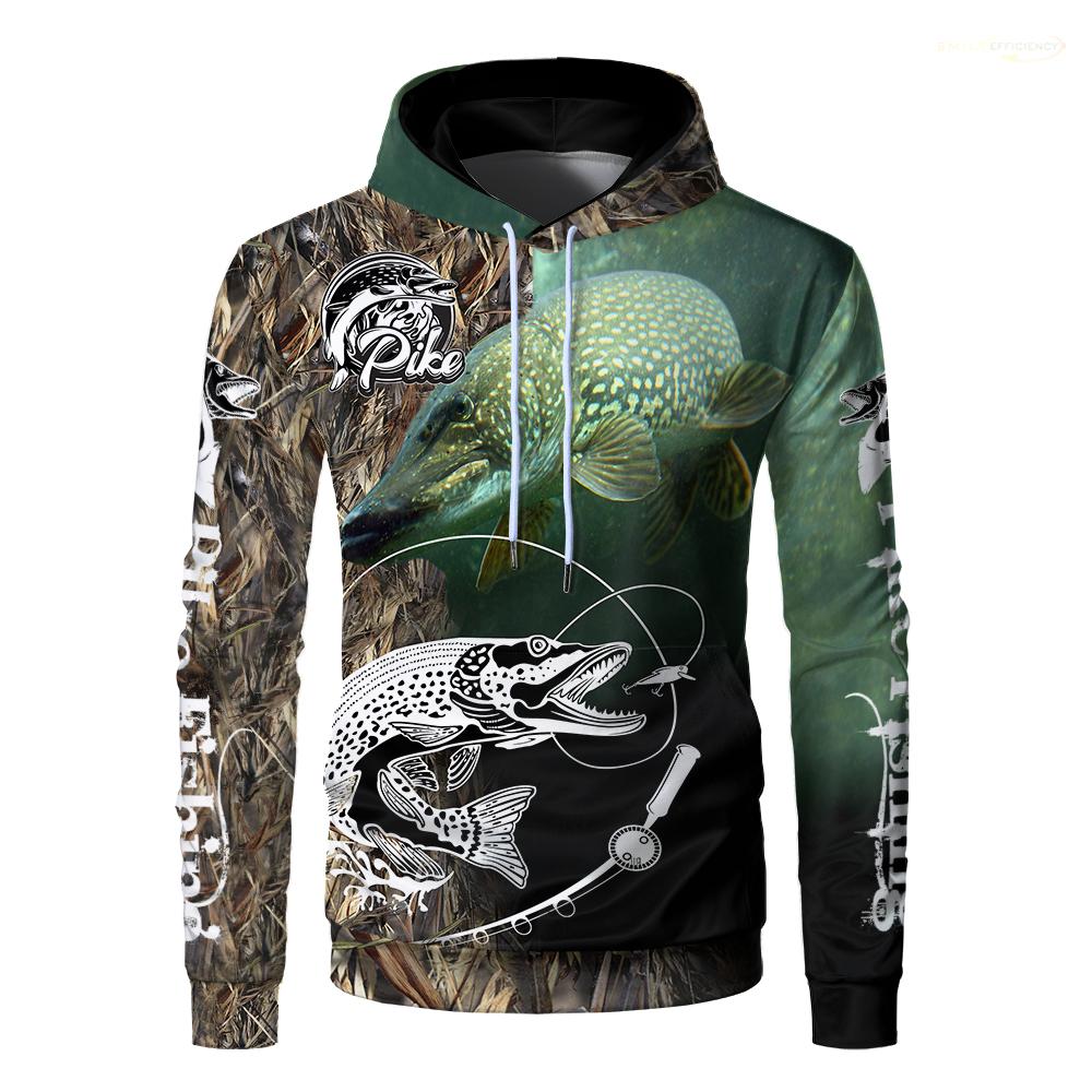 Fiske Roligt Djur Herr Huvtröjor Bass Marlin 3D-tryckta Mode Pullover Huvtröjor Casual Oversized Fisk Harajuku Dam Huvtröja