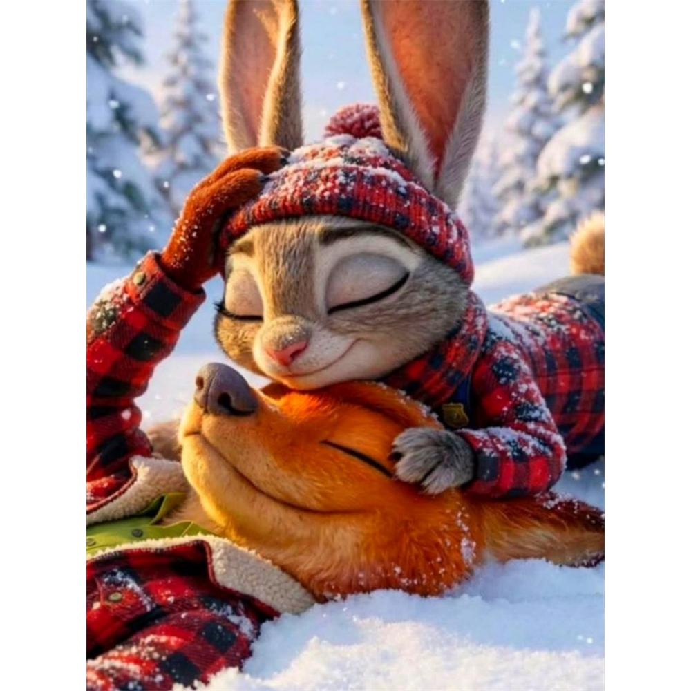 

Disney Diamond Painting Zootopia Winter Healing Theme Fan Art Cartoon Mosaic Diamond Cross Stitch DIY Gift Home Decor Round 20x30cm