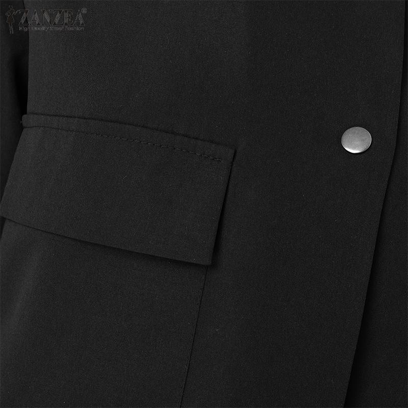 ZANZEA Women Vintage Lapel Long Sleeve Solid Color Loose Jackets