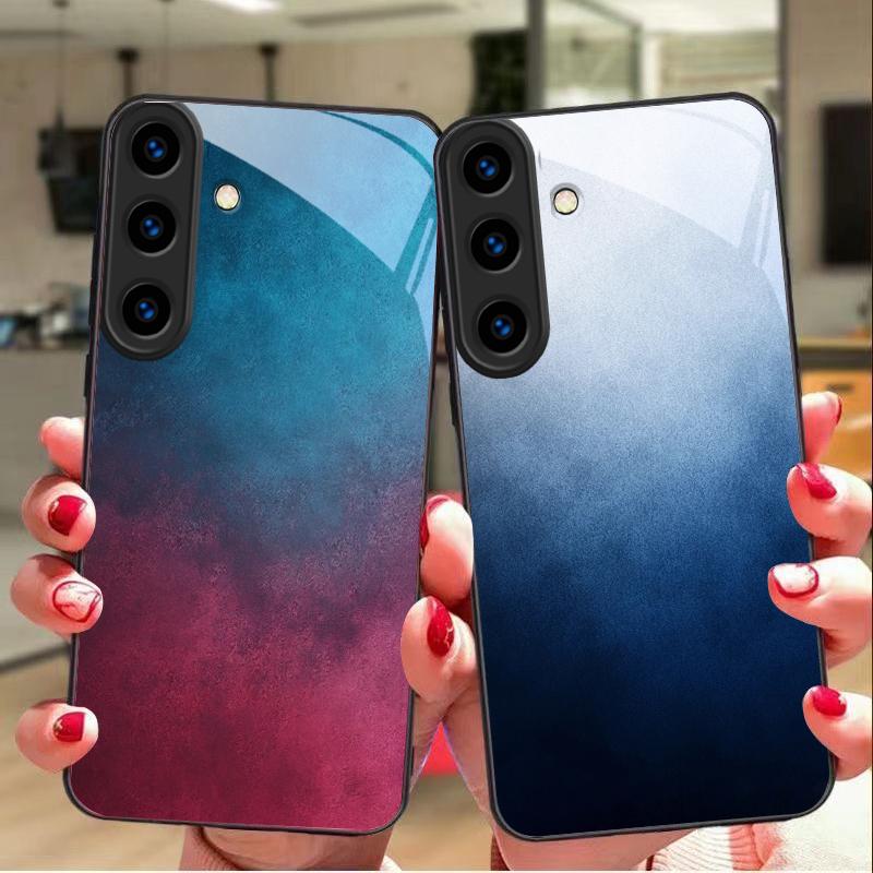 Color and texture fusion For For Samsung Galaxy S25+ S24+ S26 Ultra S25 Edge S24 FE S23 S22 S21 S20 Plus Black Glass Phone Case