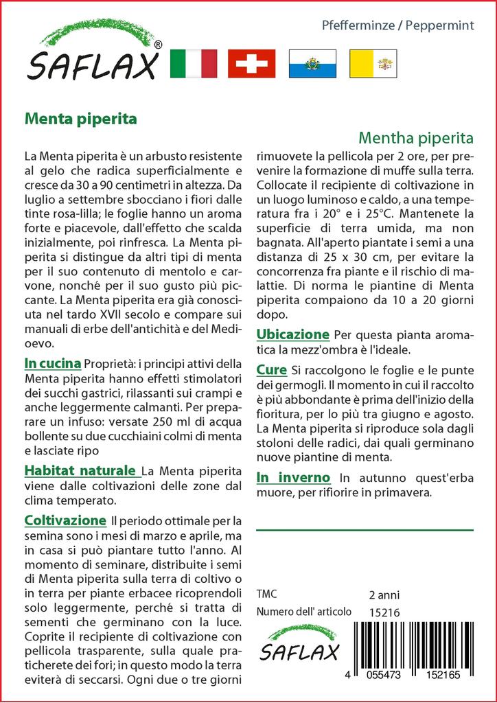 SAFLAX Garden In the Bag - Peppermint - 300 Seeds - With Substrate In a Fitting Stand Up Bag - Mentha Piperita