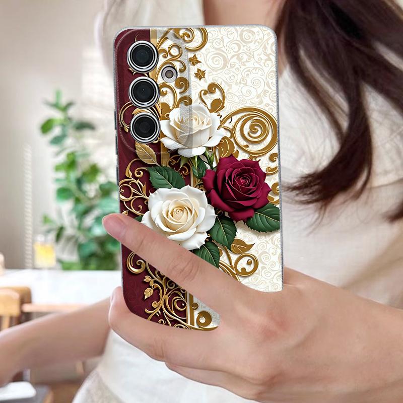 Custodia Pittura ad Olio Fiore per Samsung S26 S25 Ultra S24 FE S23 Plus S22 S21 A15 A16 A17 A35 A36 A37 A54 A55 A56 A57 5G Texture Pelle Cover Morbida