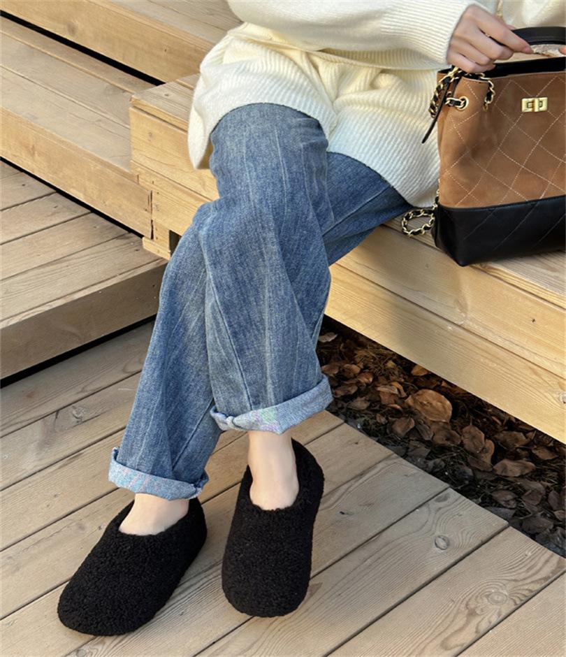 Baotou Mao Mao Slippers Shoes Women's 2025 Autumn and Winter New Fashion Versatile Fleece Warm Cotton Shoes Women