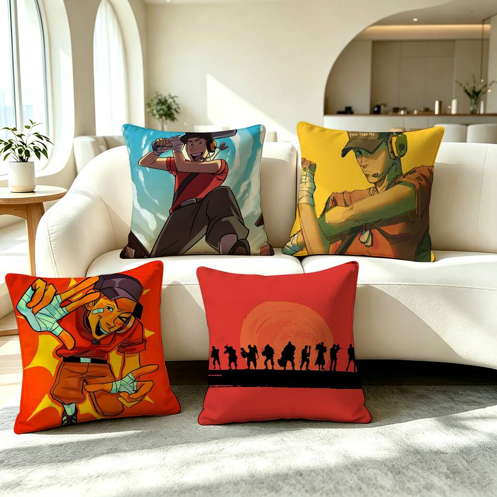 G-Game Team Fortress 2 Pillow Case Square Double-Sided Sofa Cushion Cover Bedroom Bedside Pillow