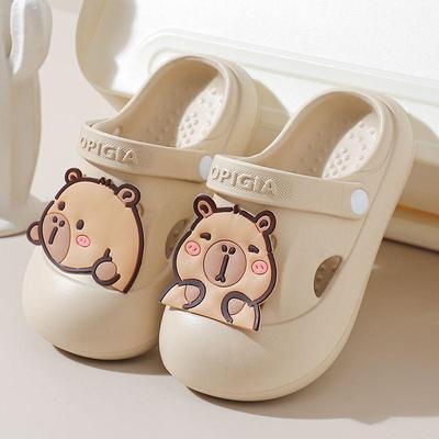Children's Non-Slip Cartoon Beach Slippers, Closed-Toe Hole Design, Ages 6-12, Two-Way Summer Style