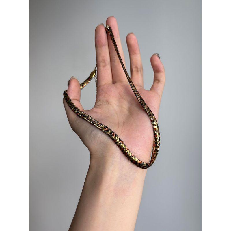 Punk Fashion Style Golden Snake Snake Bone Necklace for Women Special-Interest Design Retro Sexy Clavicle Chain Neck Chain Accessories