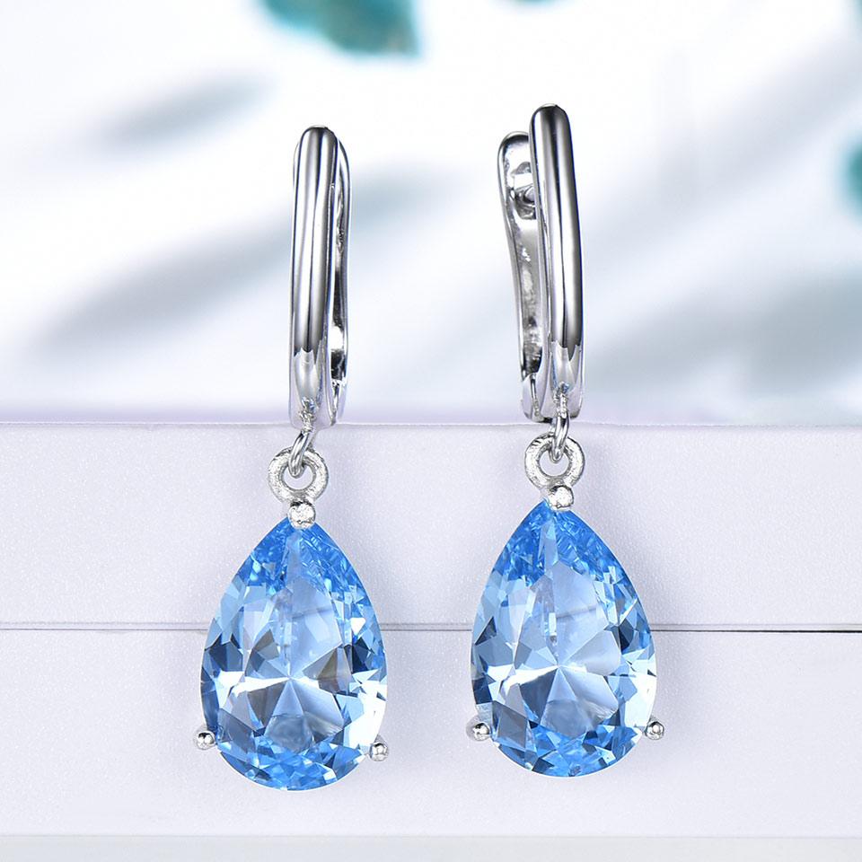 Simple Elegant Teardrop White Cubic Zirconia Dangle Earrings for Women Luxury Bridal Wedding Jewelry