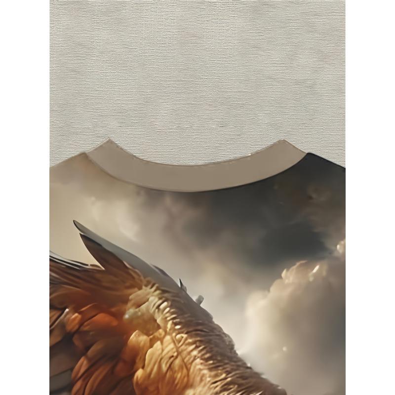 Men's Eagle Print T-Shirt - Beige Brown 3D Print Short Sleeve