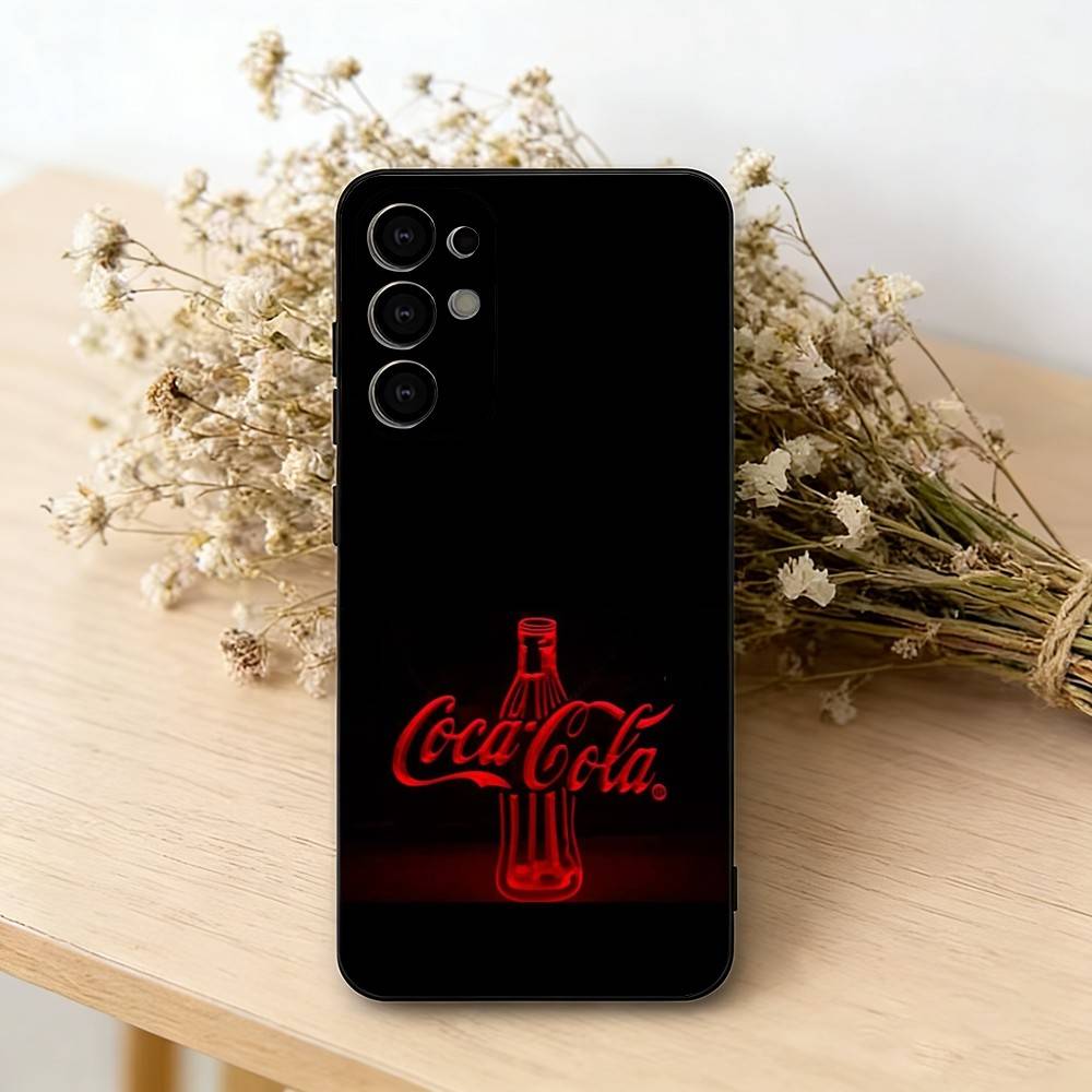CocaS-S Fashion C-Cola Phone Case Black Silicone Soft For Samsung S25,S24,S21,S22,S23,S30,Ultra,S20,Plus,Fe,Lite