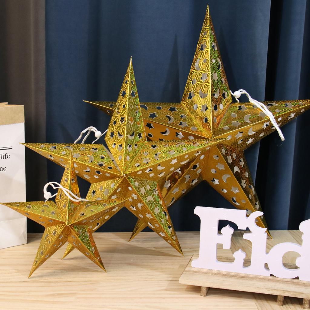 30-75cm Christmas Hollow Star Hanging Ornament Paper Lampshade Window Grille Decor for Home Wedding Holiday Gift