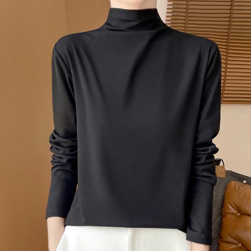 

Вязаная водолазка-бадлон для женщин, новинка осени и зимы, черно-белая осенняя одежда, пуловер со средним воротником, топ с длинным рукавом XXXXL