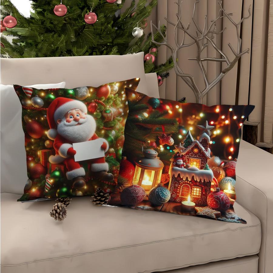 New Christmas Printed Cushion Cover Christmas Elk Home Sofa Decoration Cushion Cover Bedside Cushion