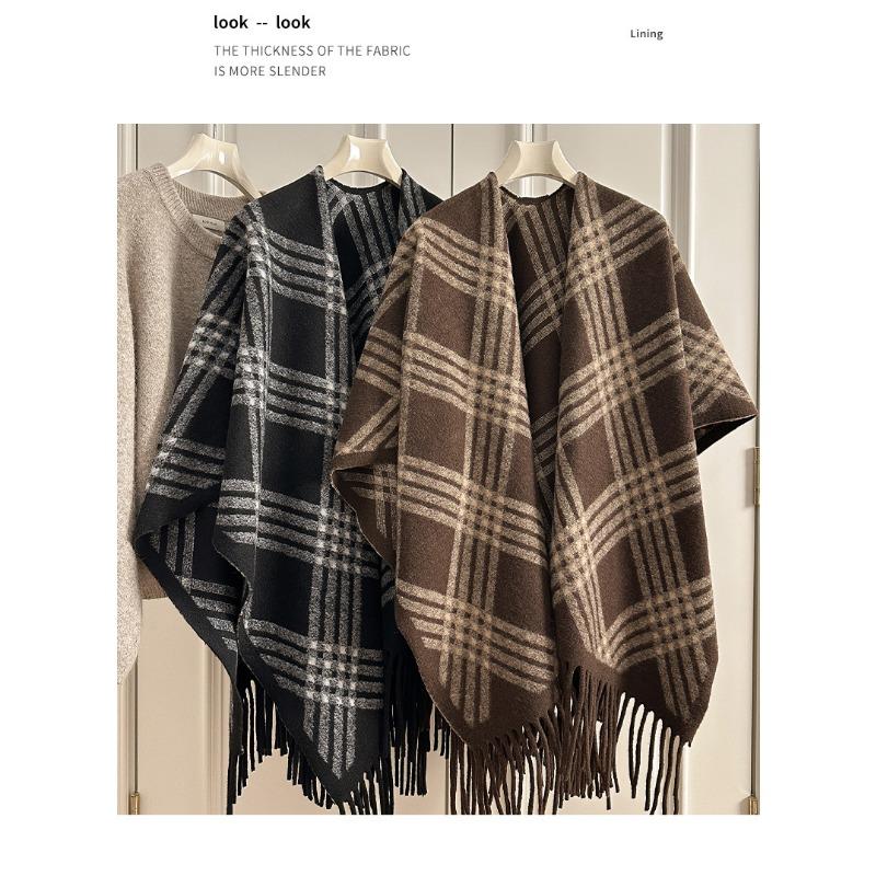 Vintage British Style Fringe Scarf For Women Winter Warm Shawl