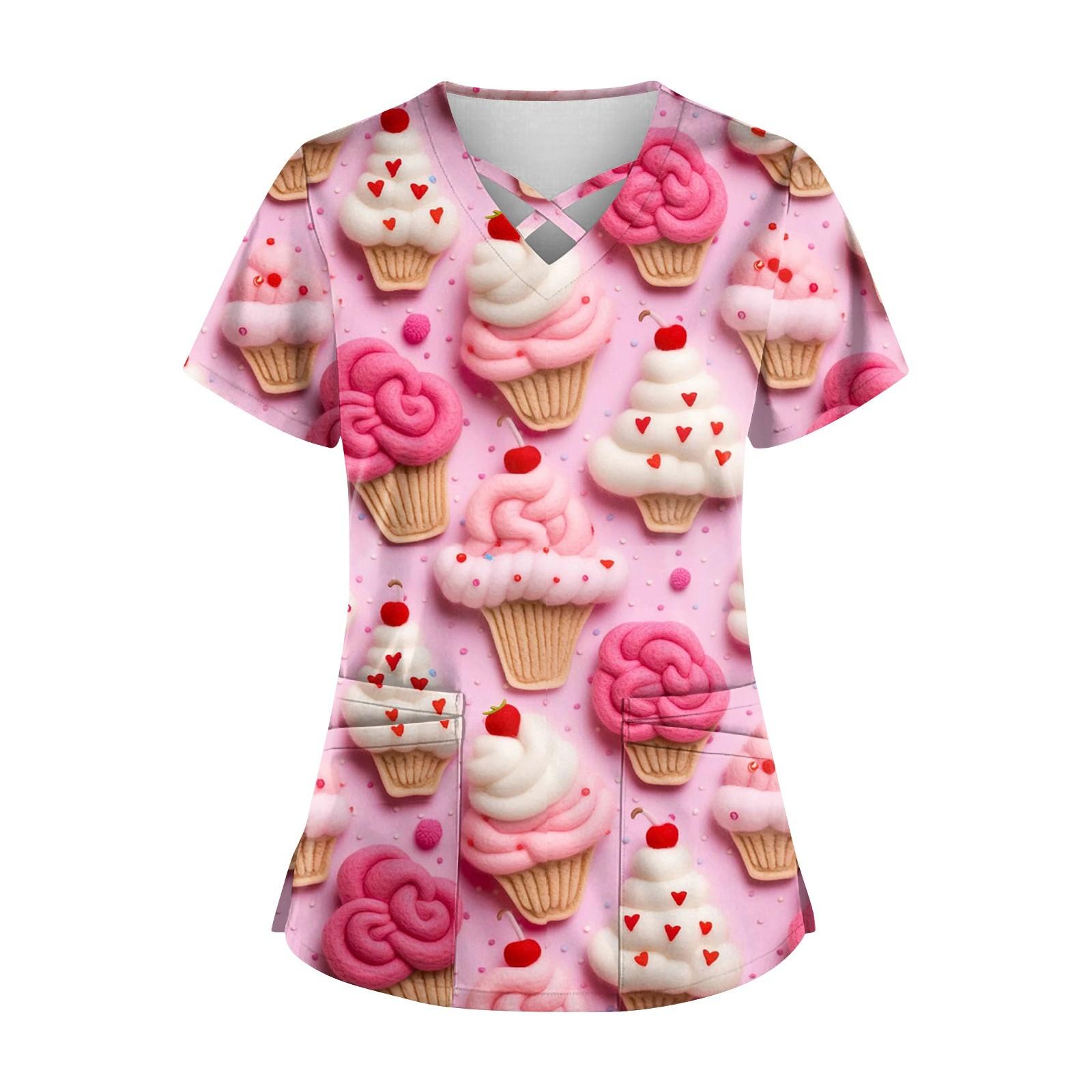 

Жіночий вільний пуловер з футболкою з принтом і короткими рукавами до Дня Святого Валентина XXXXXL рожевий