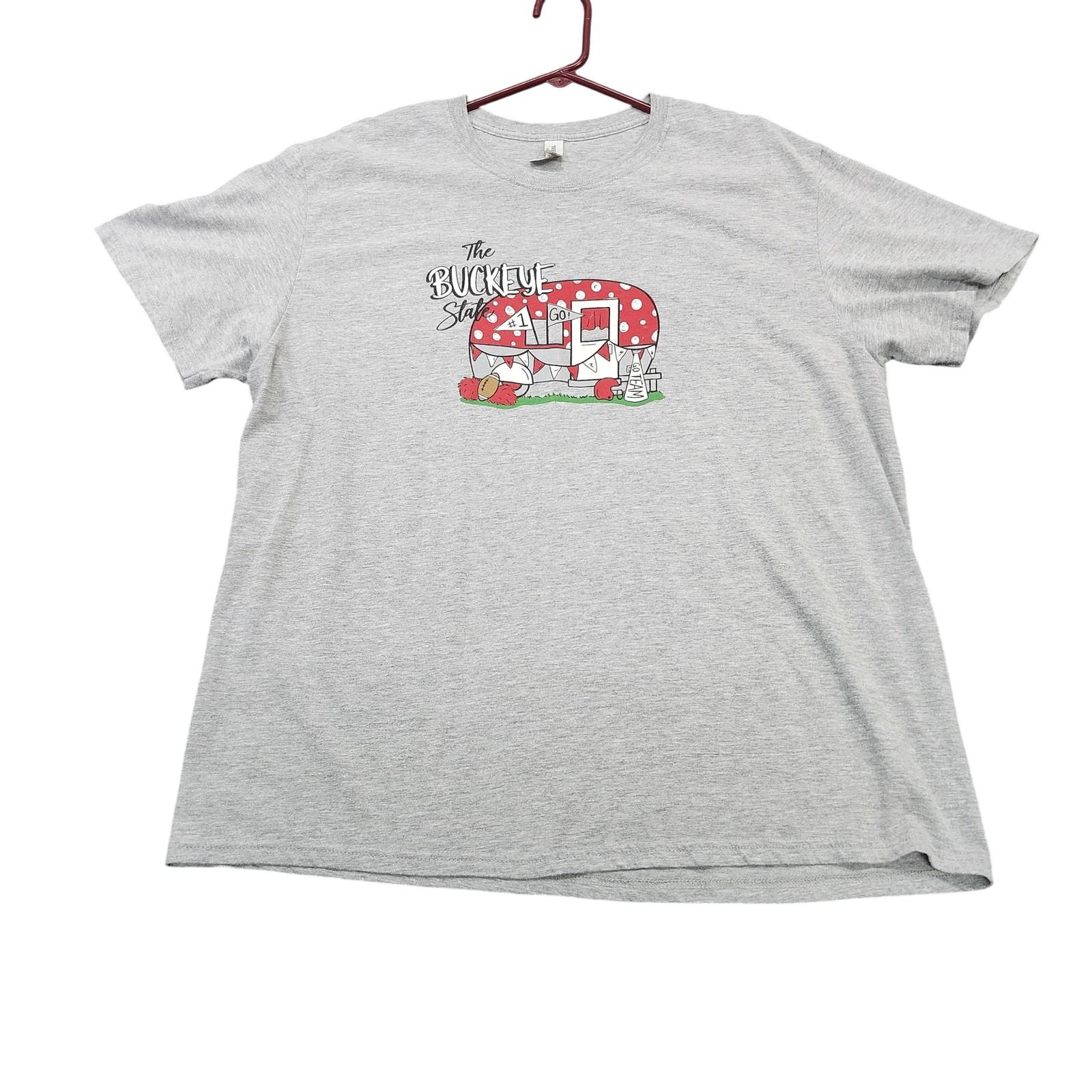 Jerzees Shirt Mens XL Gray The Buckeye State Football Graphic Tee Ohio Unisex T-Shirt XXL