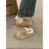 Cowhide version! Thick-soled snow boots increase the height of the bag head and half-drag women's autumn and winter new warm and thickened plush B