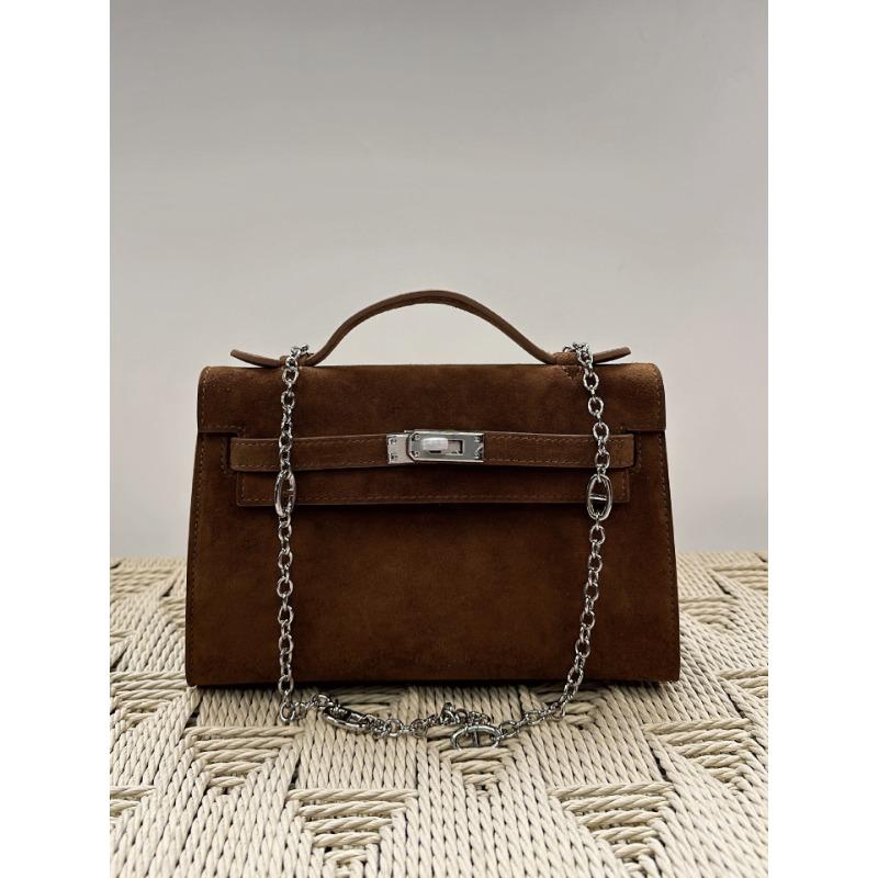 A Generation Of Sheepskin Lambskin Bag Real Leather Women's Bag Retro Cowhide Single Shoulder  Bag Handheld Small Bag