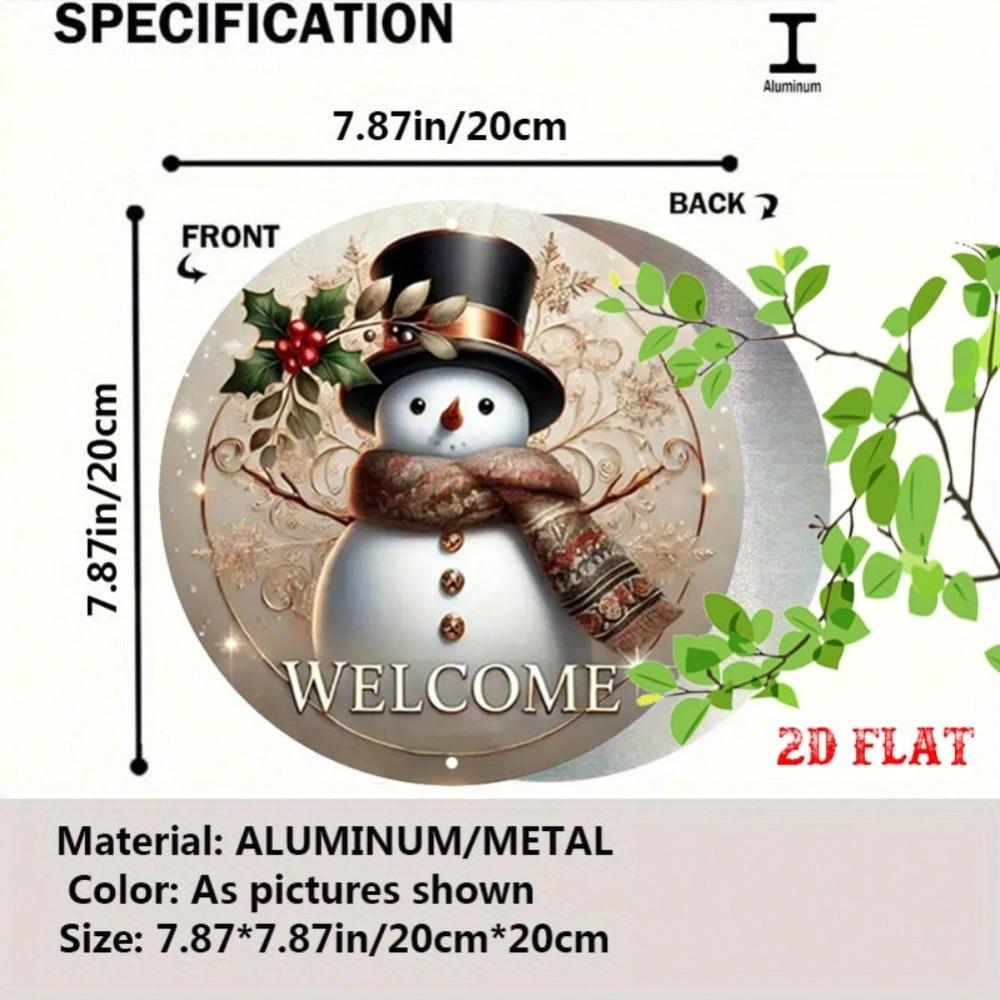Vintage Snowman Metal Wall Art Round Rustic Christmas Decor Farmhouse Holiday Welcome Sign Winter Home Decor Aluminum Gift